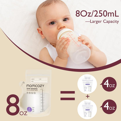 Momcozy Breastmilk Storing Bags, Temp-Sensing Breastfeeding, 6oz 120pcs