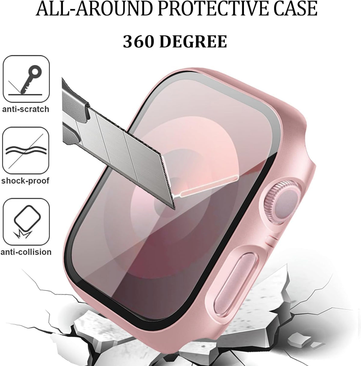 6-Pack Case with Screen Protector for Apple Watch Series 9/8/7 41mm