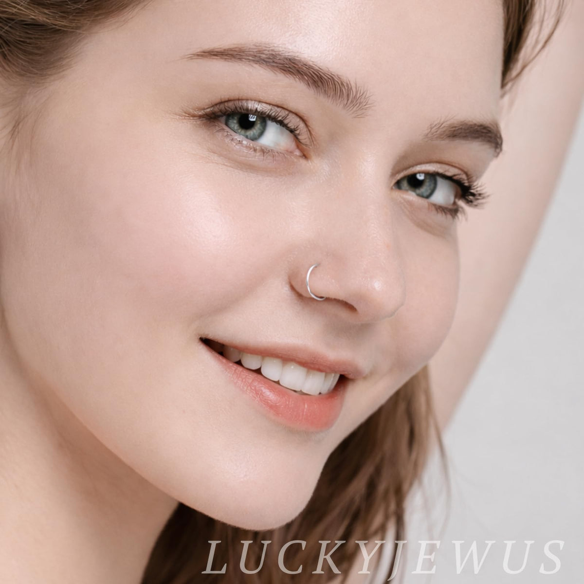 Small Thin Gold or Sterling Silver Nose Ring Hoop for Women, 20G/22G/24G