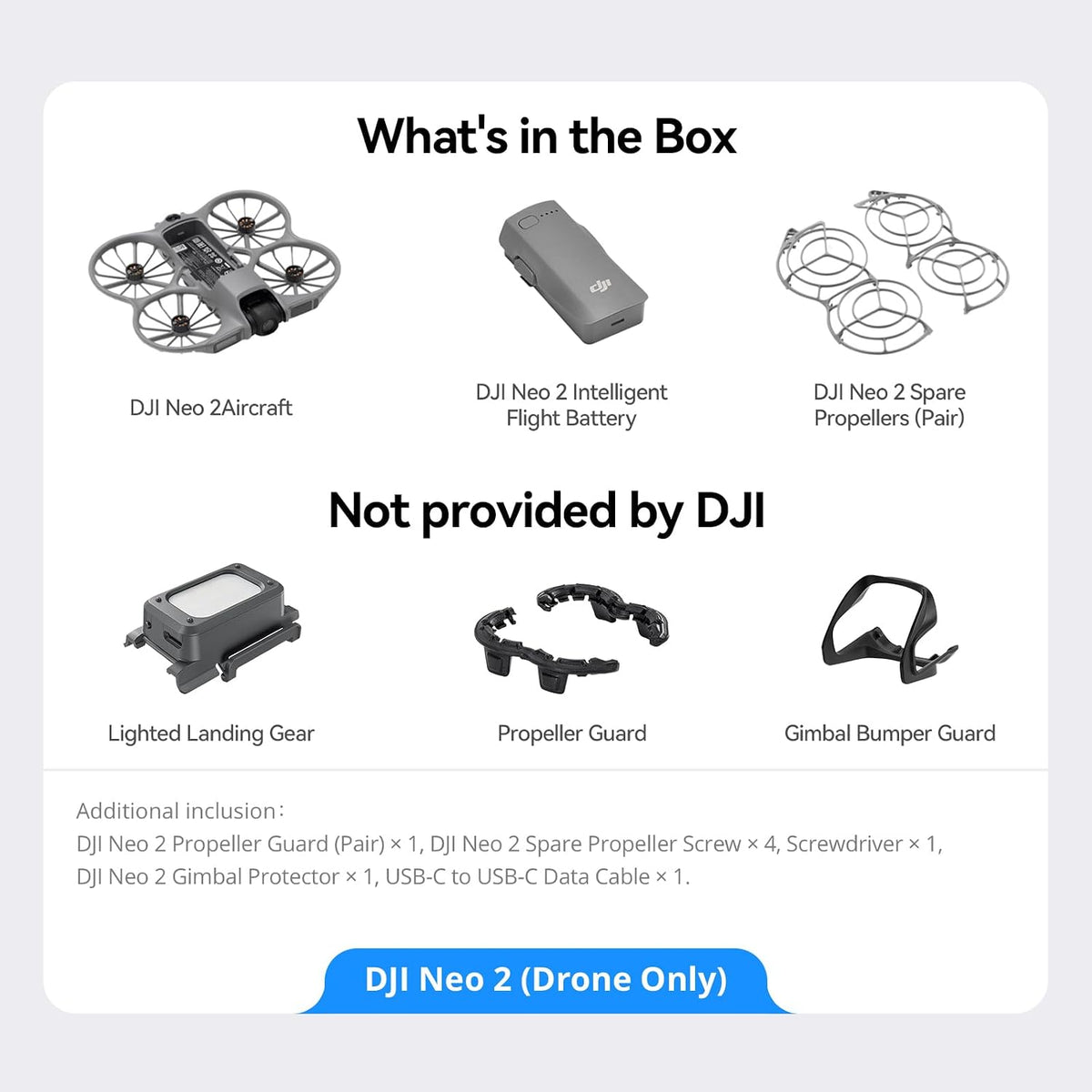 DJI Neo2(Drone Only)with Light Landing Gear, Propeller Guard, Gimbal Bumper