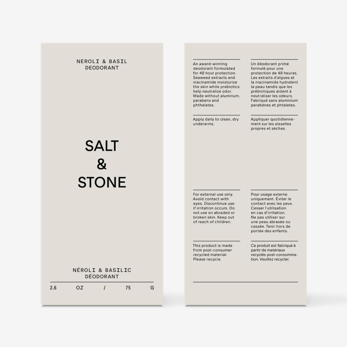 Salt & Stone Aluminum-Free Deodorant, Women & Men Santal & Vetiver 2.6 oz