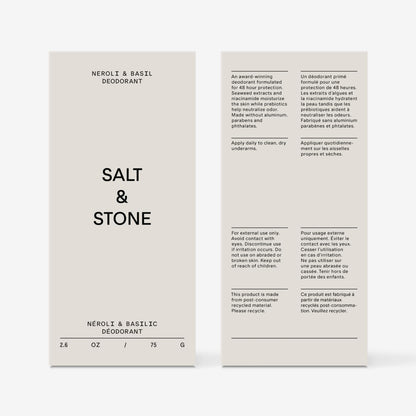 Salt & Stone Aluminum-Free Deodorant, Women & Men Santal & Vetiver 2.6 oz