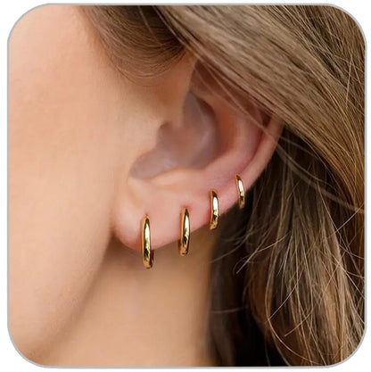 1 Pair 6mm Small Hoop Earrings for Women, Huggie Hoop Earrings (Gold/1.6mm)