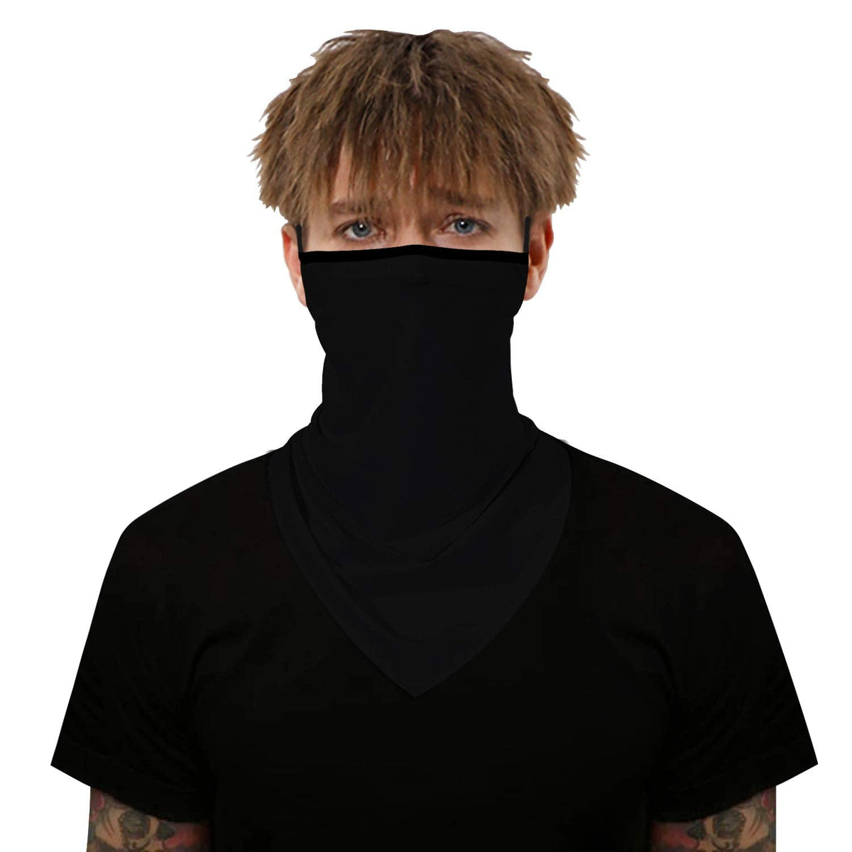 YAYOUREL Neck Gaiter Face Mask Bandanas for Men Women UV Face Scarf Cover Ear Loop Hole Facemask for Fishing Running Cycling