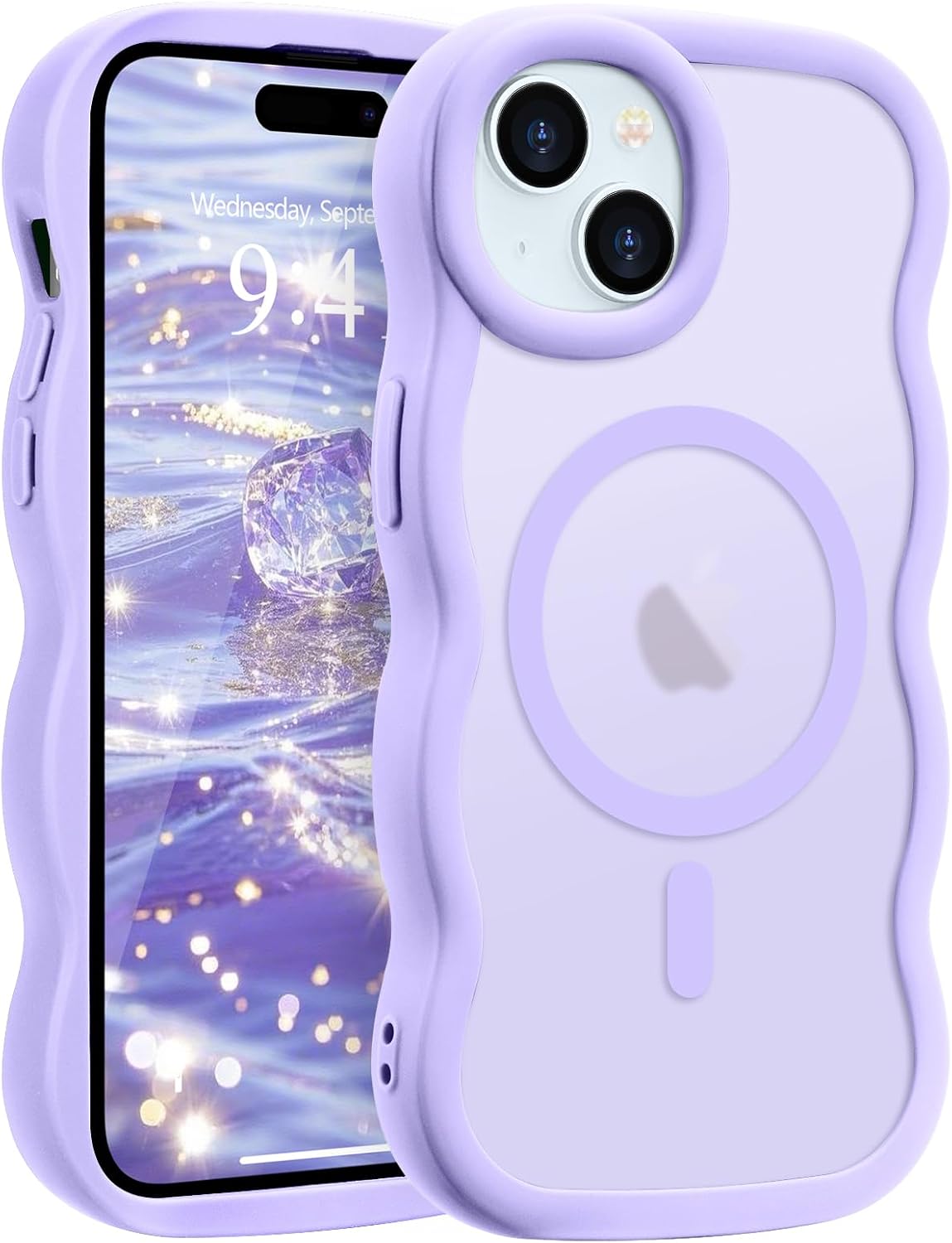 Pepmune for iPhone 16 Pro Max Case Curly Wavy Frame Translucent, Burgundy