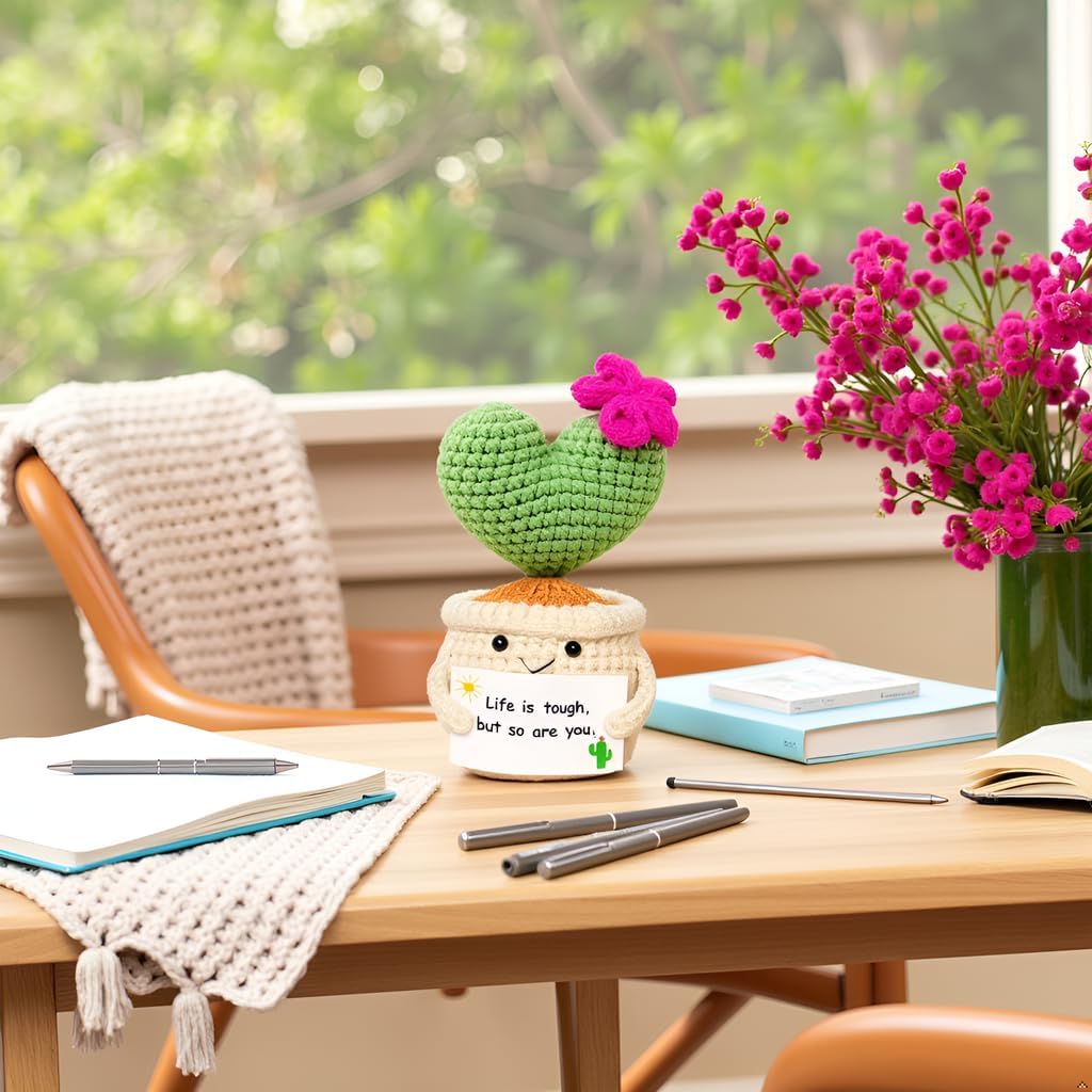 Get Well Gifts for Women, Handmade Crochet Cactus Plant