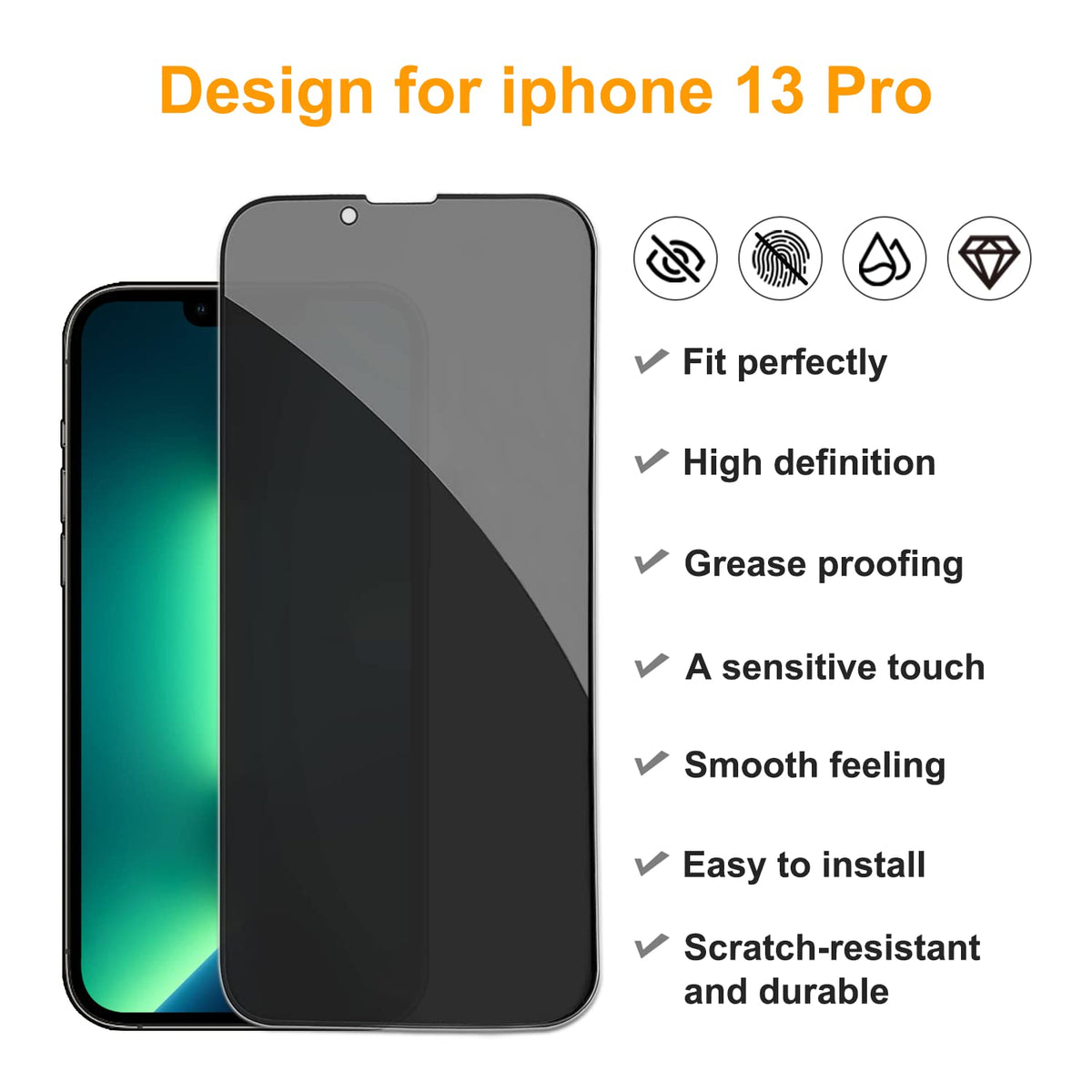 PEHAEL for iPhone 18 Pro Privacy Screen Protector+Camera Lens Protector