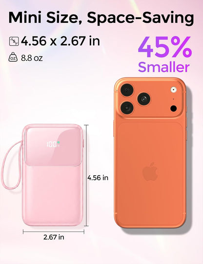 HELLEE 15000mAh Portable Charger Power Bank, 45% Smaller Built-in 4 Cables