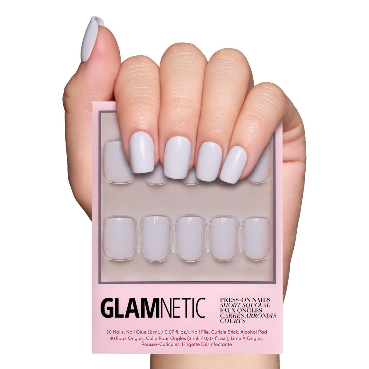 Glamnetic Press On Nails, Short Almond Glossy, Fake Nails 24pc Nail Kit