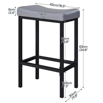 HOOBRO Bar Stools, Set of 2 Bar Chairs, Counter Height Stools, Saddle Barstools with Curved Surface, 24.8 Inches, 2.4" Thick Upholstery, for Kitchen, Dining Room, Cafe Black BB10BY01