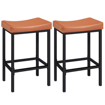 HOOBRO Bar Stools, Set of 2 Bar Chairs, Counter Height Stools, Saddle Barstools with Curved Surface, 24.8 Inches, 2.4" Thick Upholstery, for Kitchen, Dining Room, Cafe Black BB10BY01