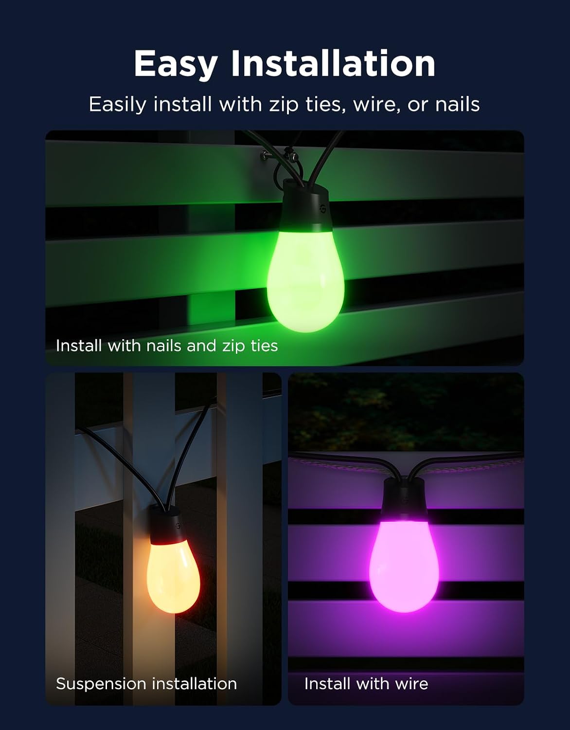Govee S14 Bulb Outdoor String Lights 2, 96ft RGBICWW, 30 LED Bulbs, IP66