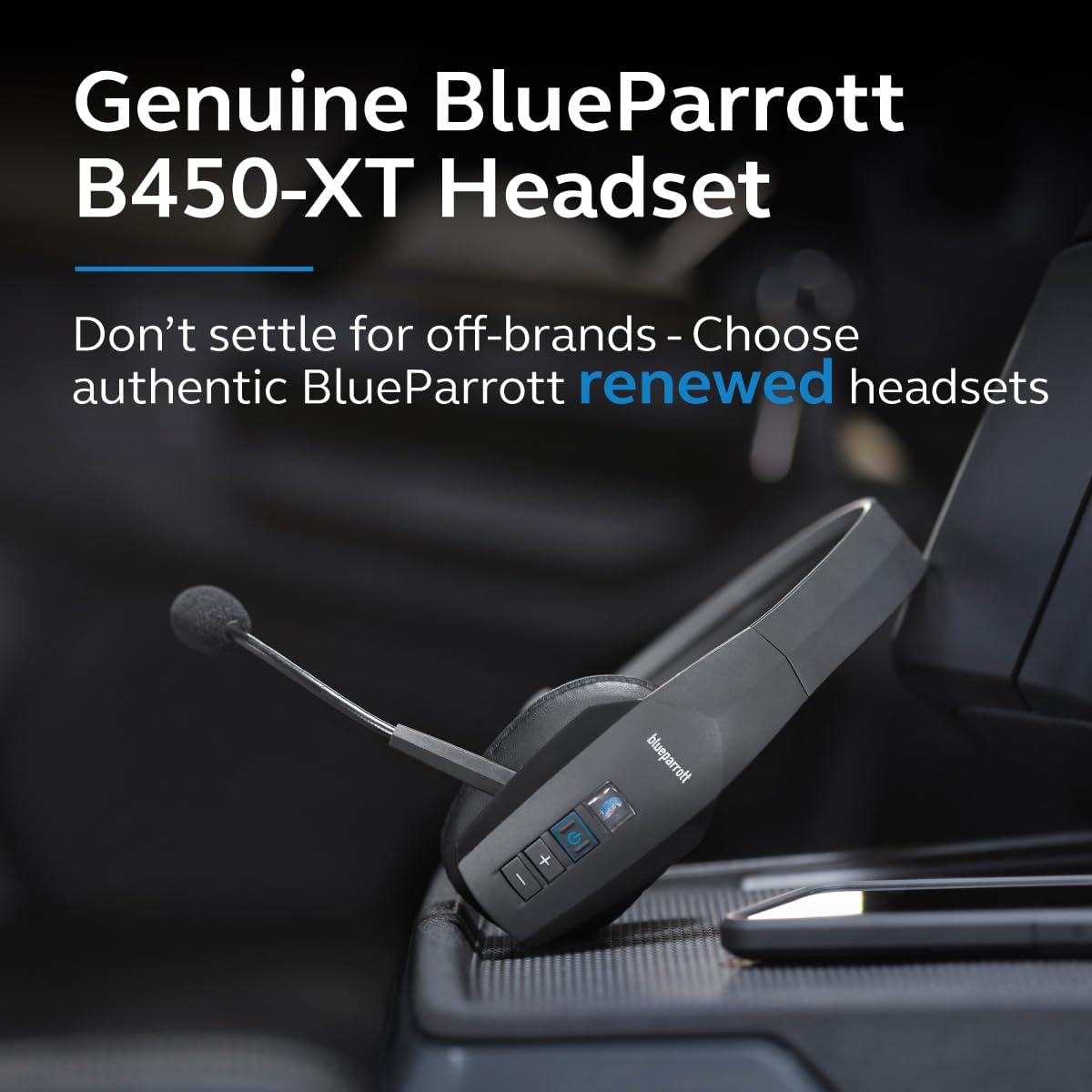 BlueParrott B450-XT Noise Cancelling Bluetooth Headset – Updated Design with Long Wireless Range, Up to 24 Hours of Talk Time & IP54-Rated Wireless Headset (Renewed)