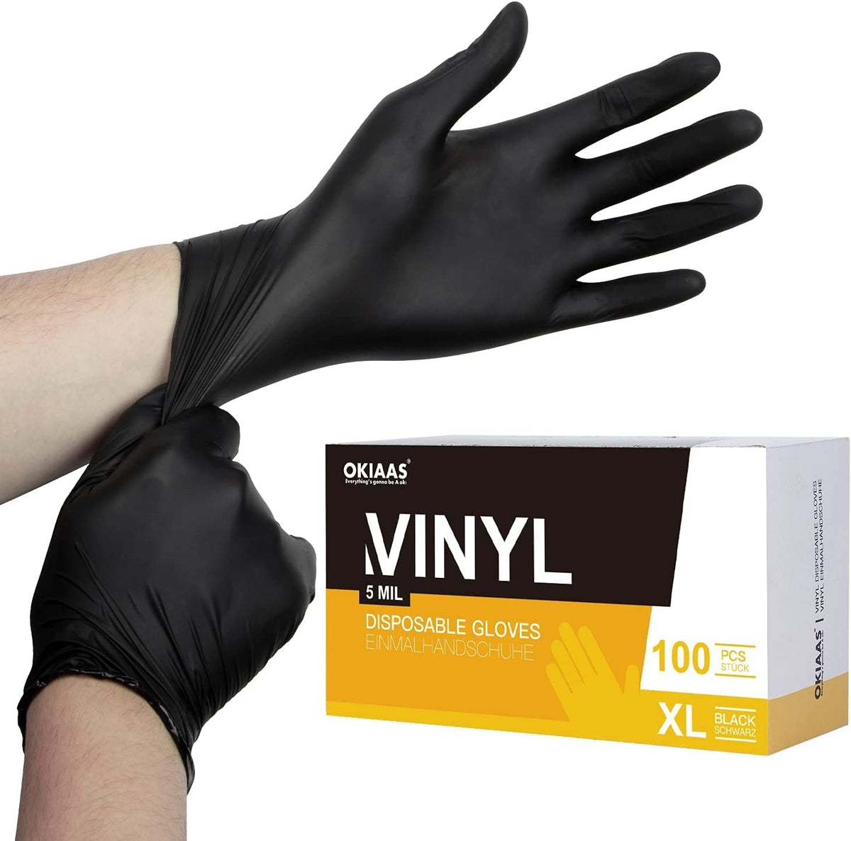 OKIAAS Vinyl Disposable Gloves, Latex-Free, Powder Free, Food Grade