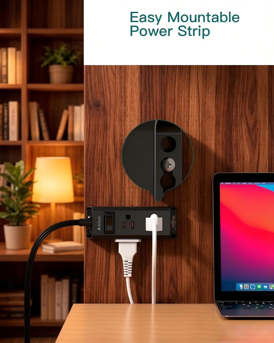 Addtam Flat Plug Extension Cord with 6 Outlet Extender for Cruise Travel