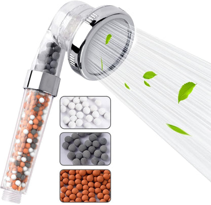 VEHHE High Pressure Shower Head with Filter Beads, 3 Spray Modes