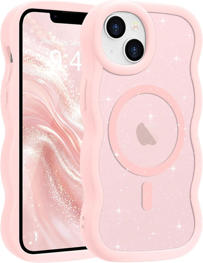 Pepmune for iPhone 16 Pro Max Case Curly Wavy Frame Translucent, Burgundy