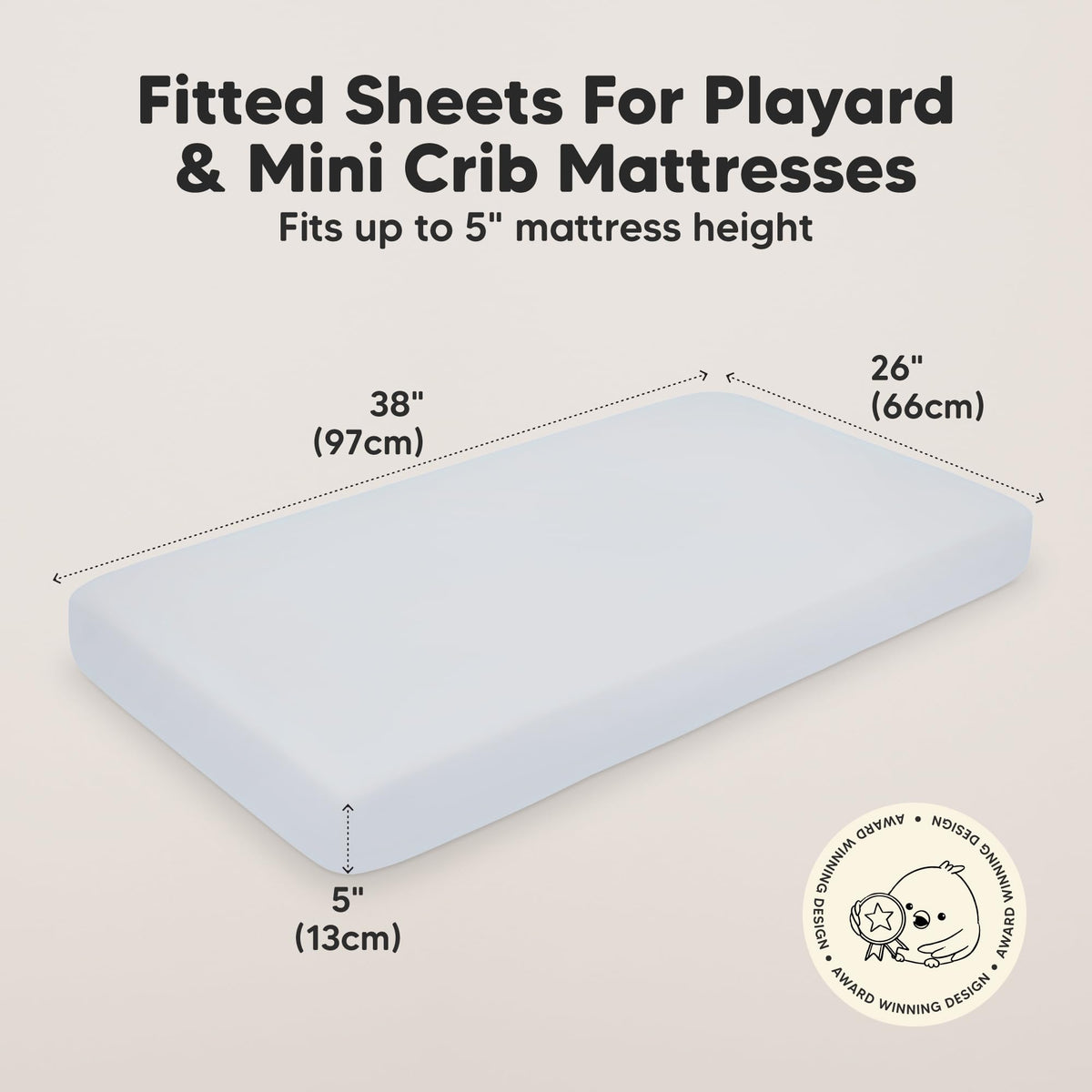 2pk Mini Crib Sheets Fitted 38x26 Pack N Play Mattress Sheet (Bumble Bear)