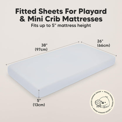 2pk Mini Crib Sheets Fitted 38x26 Pack N Play Mattress Sheet (Bumble Bear)