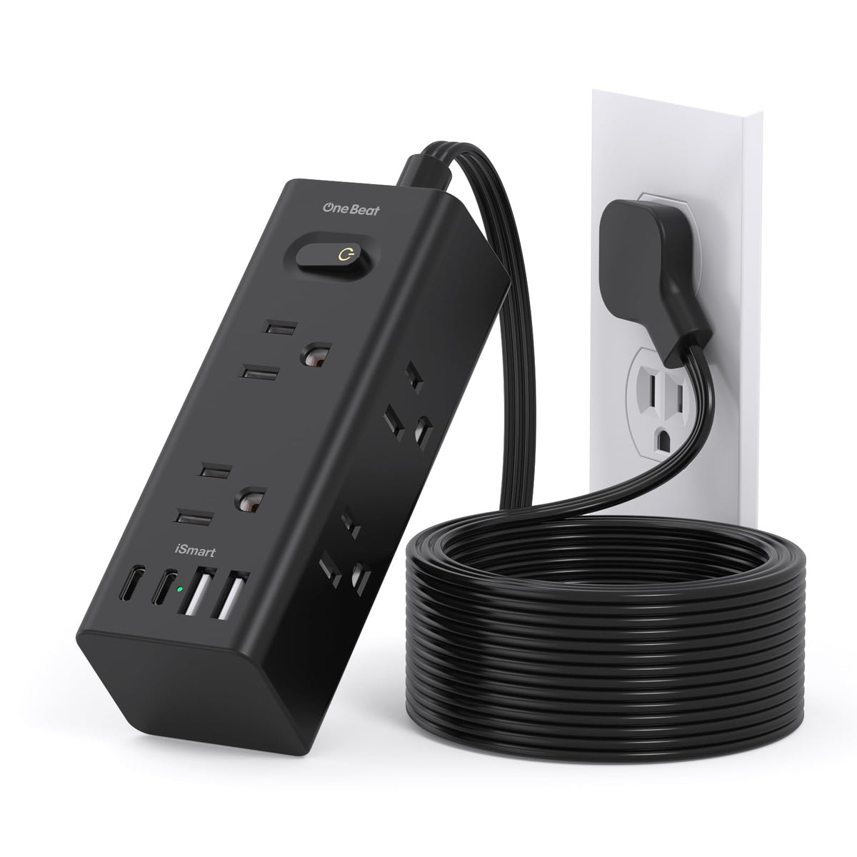One Beat 5Ft Extension Cord with Multiple Outlets,Flat Plug Power Strip