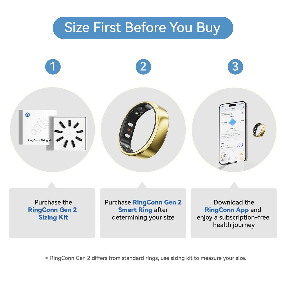 RingConn Gen 2 Smart Ring - Sleep Apnea Monitoring(Black, Size 9)