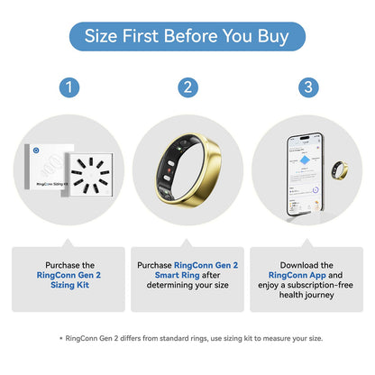 RingConn Gen 2 Smart Ring - Sleep Apnea Monitoring(Black, Size 9)