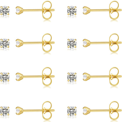 10 Pairs Small Stud Earrings for Women Hypoallergenic Multiple Piercings