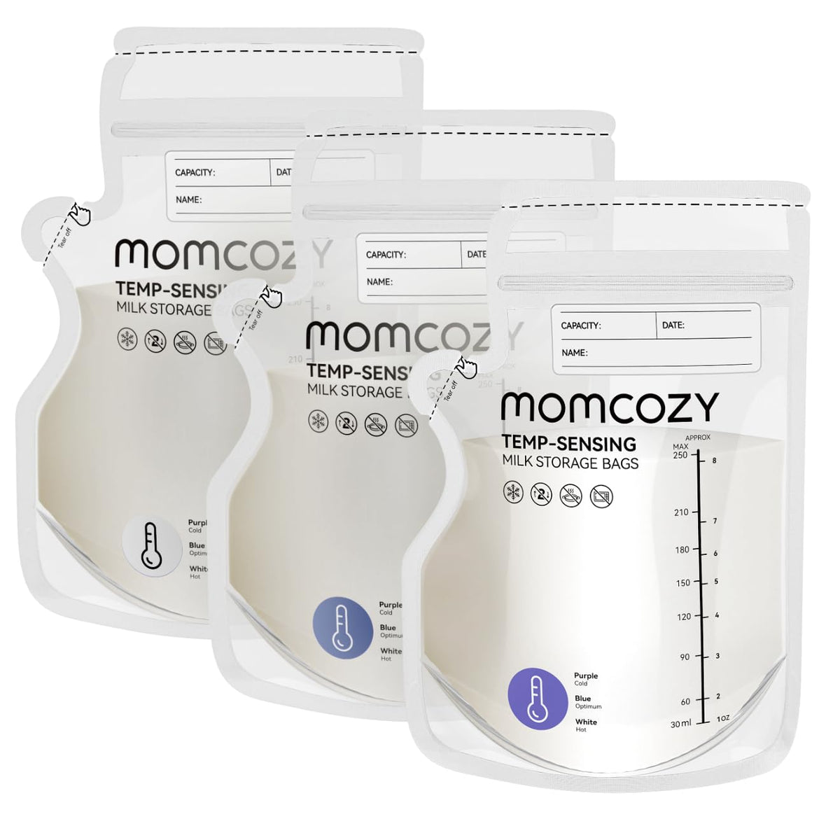 Momcozy Breastmilk Storing Bags, Temp-Sensing Breastfeeding, 6oz 120pcs