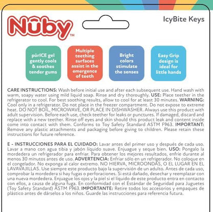 Nuby Ice Gel Teether Keys for Babies, Soft Teething Toy, Blue, 3M+