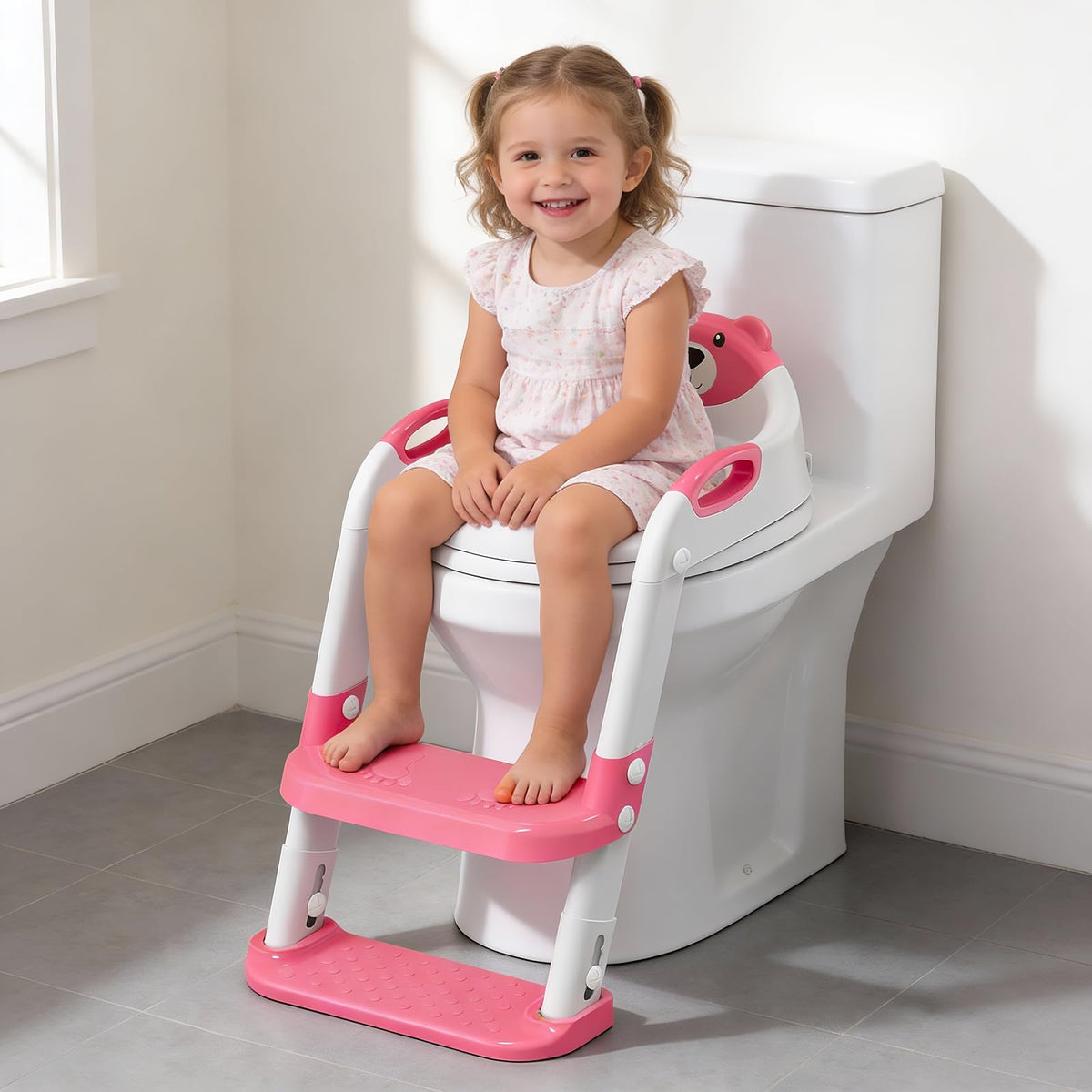 Potty Training Toilet for Toddlers, 2-in-1 Potty Training seat, Anti-Slip (Chocolate, Bear)