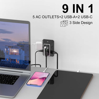 Surge Protector, QINLIANF 5 Outlet Extender with 4 USB Ports(2USB-C)