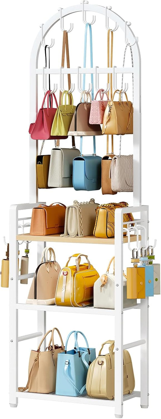 HOOBRO 3-Tier Tall Purse Organizer, Wallet Stand, Bag Display Rack