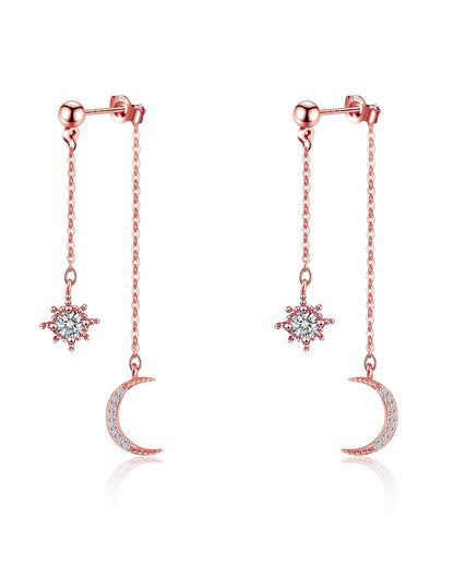 Moon and Star Dangle Earrings