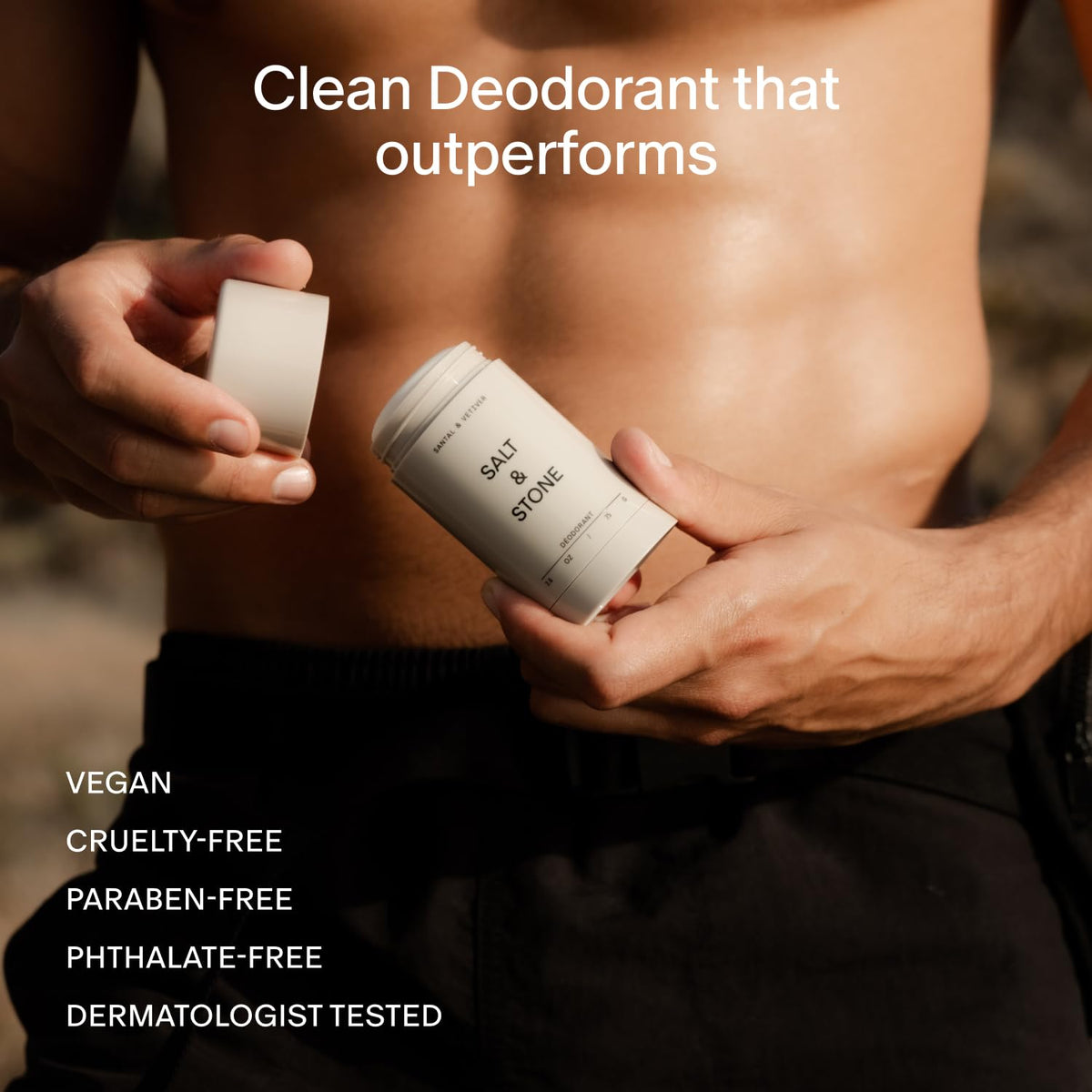 Salt & Stone Aluminum-Free Deodorant, Women & Men Santal & Vetiver 2.6 oz