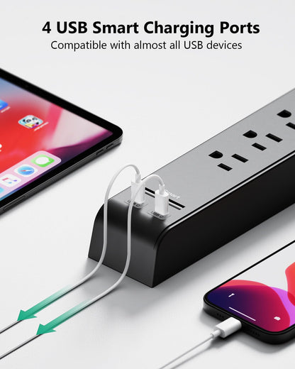 2 Pack 20FT Power Strip Surge Protector, Extension Cord Multiple Outlets