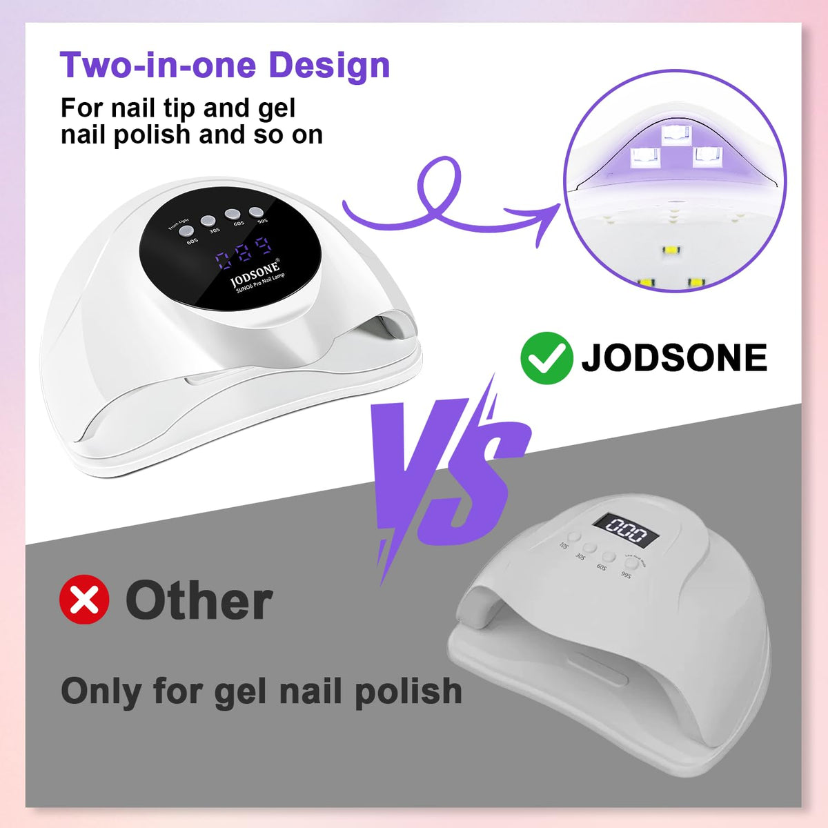 JODSONE Gel Nail Kit,210Pcs BS-74 Short Almond Nail Tips with U V Light