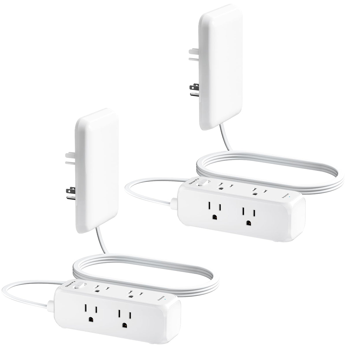 Split Extension Cord with Outlet Cover (10FT, Dual 5FT), Flat Plug Power Strip with 6 Outlets and 3 USB Ports, Outlet Extender for Tight Spaces