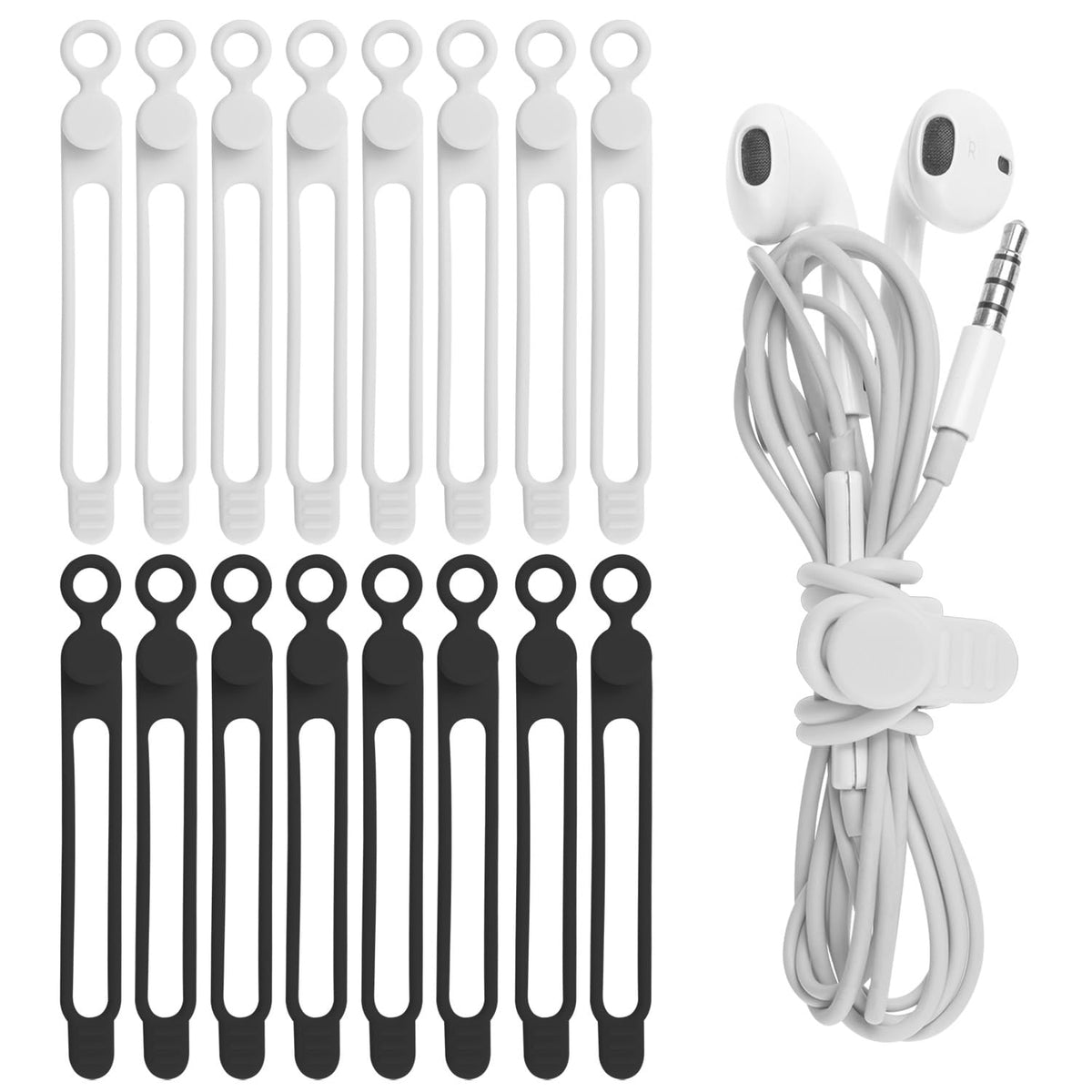 Silicone Cable Ties, Cord Organizer Cable Management,2Sizes-Grey