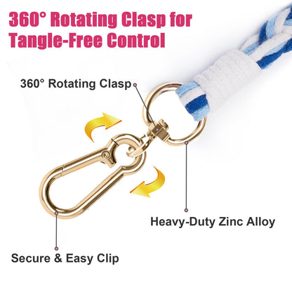 5FT Braided Cotton Rope Leash for Small, Medium and Large Dogs, Red & White Twist