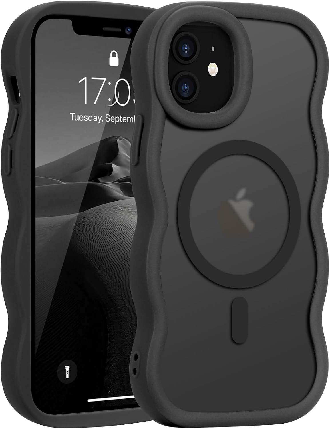 Pepmune for iPhone 16 Pro Max Case Curly Wavy Frame Translucent, Burgundy