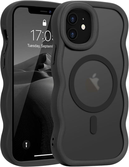 Pepmune for iPhone 16 Pro Max Case Curly Wavy Frame Translucent, Burgundy