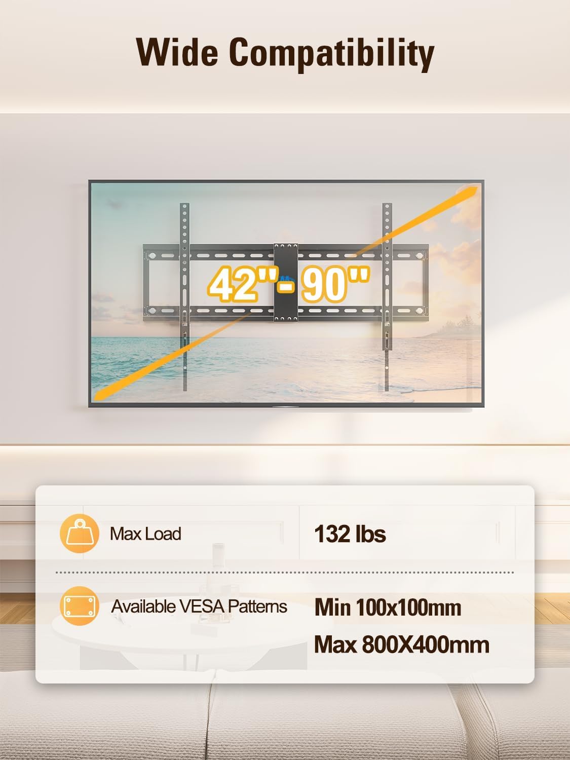 Mounting Dream TV Wall Mount for 42-86 Inch TVs, Tilting TV Mount Bracket