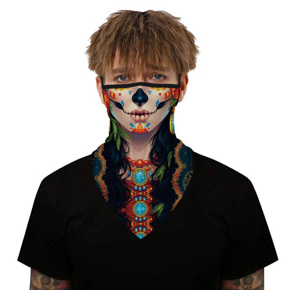 YAYOUREL Neck Gaiter Face Mask Bandanas for Men Women UV Face Scarf Cover Ear Loop Hole Facemask for Fishing Running Cycling