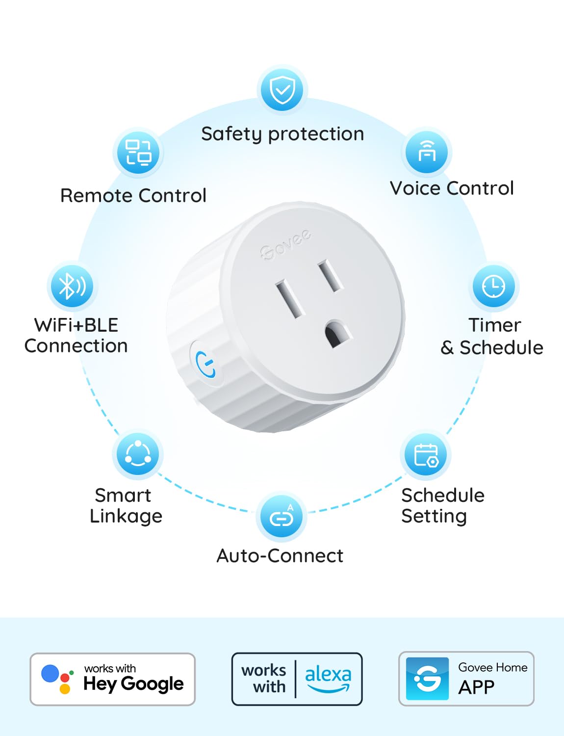 Govee Smart Plug, WiFi Outlet Compatible with Alexa & Google Assts, 4 pcs