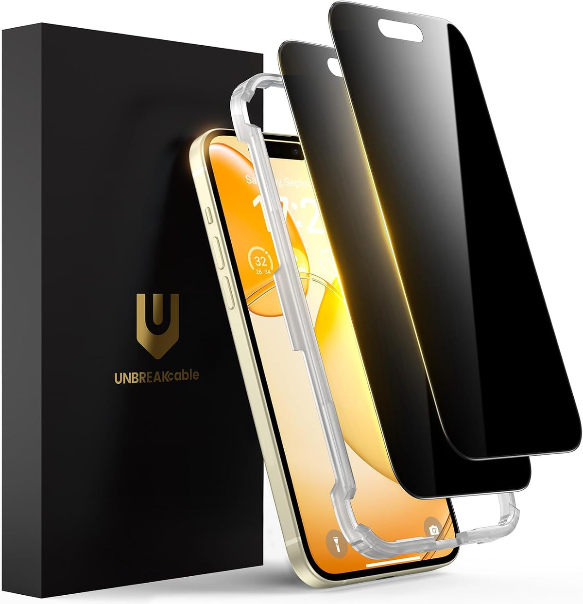 UNBREAKcable Privacy Screen Protector for iPhone 15, Full Coverage