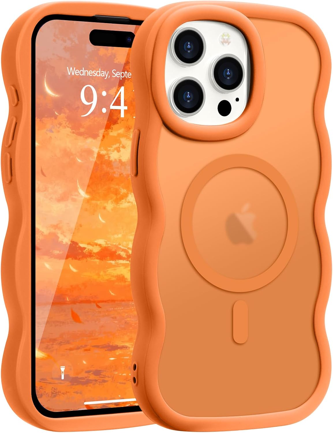Pepmune for iPhone 16 Pro Max Case Curly Wavy Frame Translucent, Burgundy