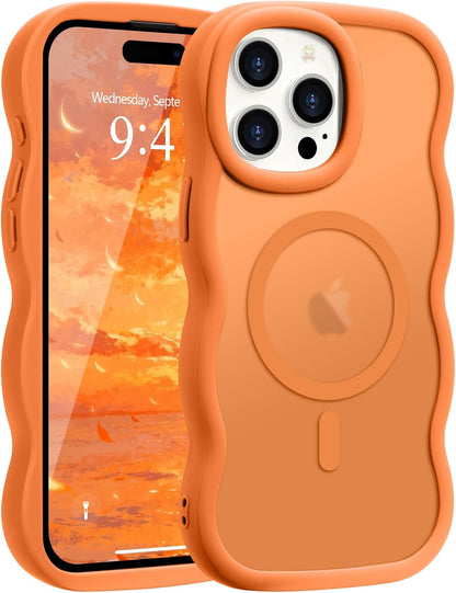 Pepmune for iPhone 16 Pro Max Case Curly Wavy Frame Translucent, Burgundy