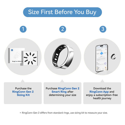 RingConn Gen 2 Smart Ring - Sleep Apnea Monitoring(Black, Size 9)