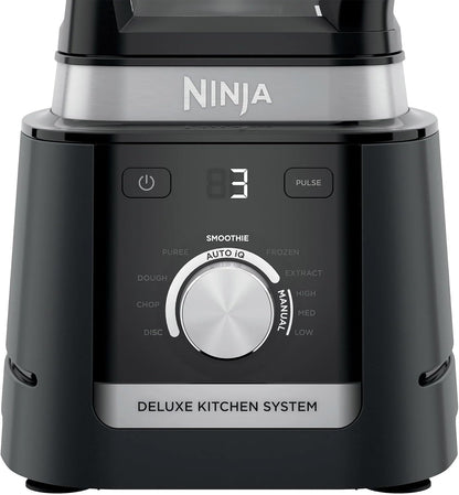 Ninja (Refurbished) CO905KS Deluxe Kitchen System, 1600 WP Auto-IQ Base, 88-oz. Picther, 9-cup Deluxe Food Processor, (2) 24-oz. Single-Serve Cups (Renewed)