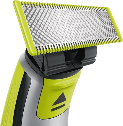 Philips OneBlade Hybrid Body and Face Stubble Trimmer with 4 x Lengths, 2 Extra Blade and Travel Pouch,